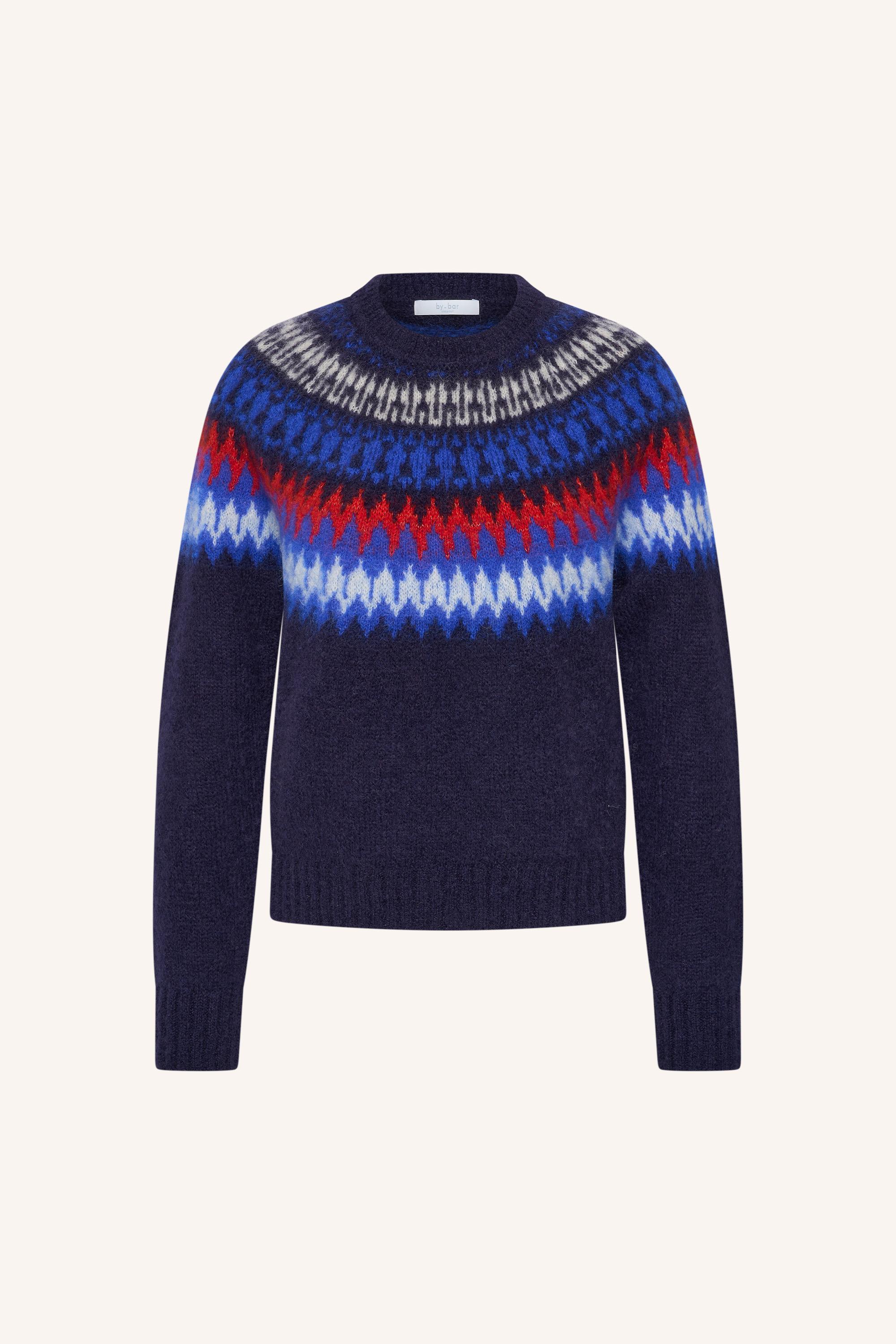By-Bar Jacky Pullover Navy Damen Mohair Fair Isle dunkelblau